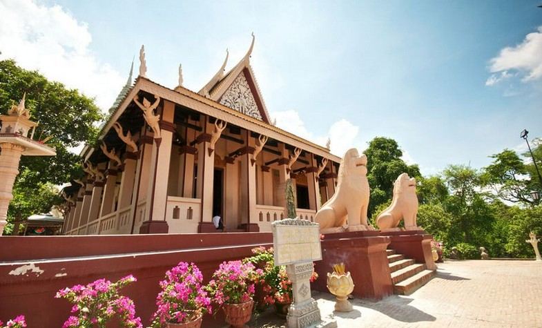 Wat  Phnom had to be reconstructed several times over centuries. in Phnom Penh, capital of Cambodia