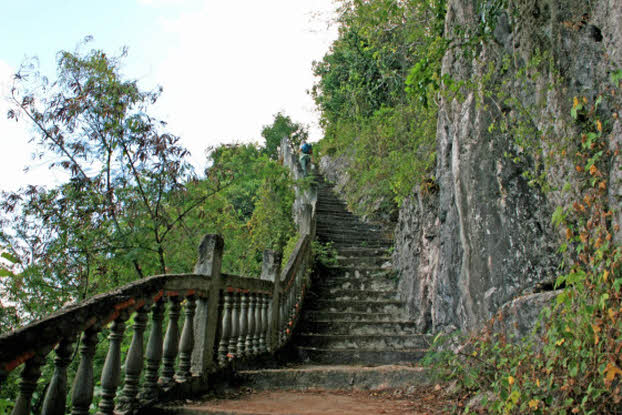 stone steps lead to the paronamic view of Battambang