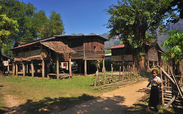 stilt house in Kong Lor, Laos