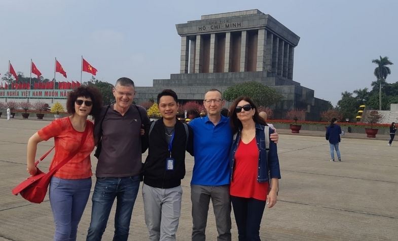 Clients in front of Ho Chi Minh Mausoleum, Hanoi