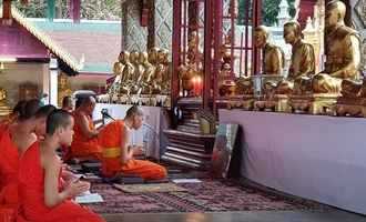 Monk in Buddhist temple in Lamphun, Thailand