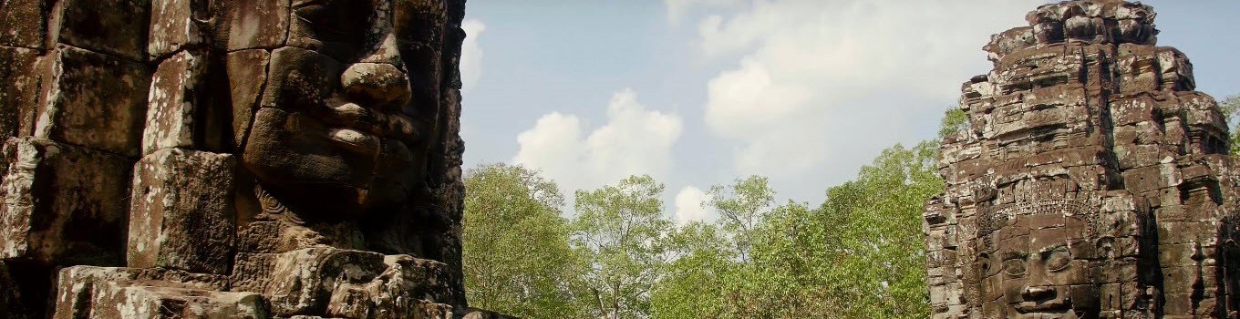 Smiling faces on the Bayon temple, Angkor, Cambodia