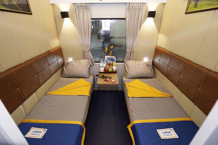 train cabin with convenient beds to sleep at night