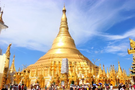 Gold and diamond-plated temples and pagodas in Myanmar