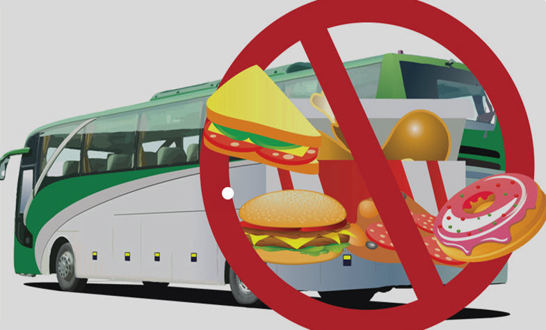 Do not eat or drink on public transport or at train stations