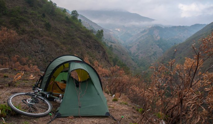 derek camping during the journey