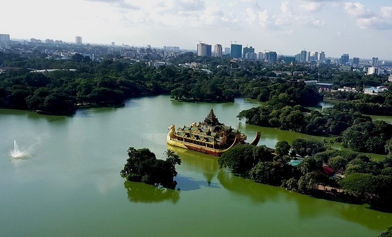 Kandawgyi Lake Yangon city myanmar