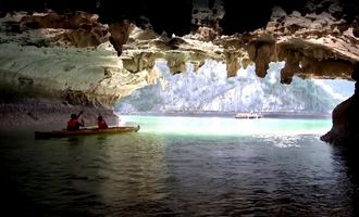 Natural tunnel, halong bay, vietnam